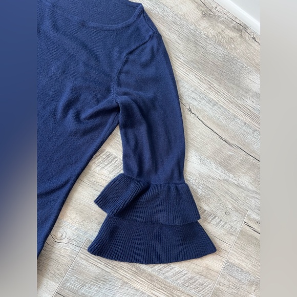 Lilly Pulitzer Clare Sweater 3/4 Ruffle Sleeves Navy Size Small - Picture 5 of 6